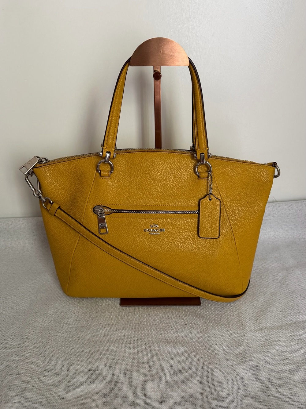 Coach Prairie Satchel In Yellow Pebbled Leather